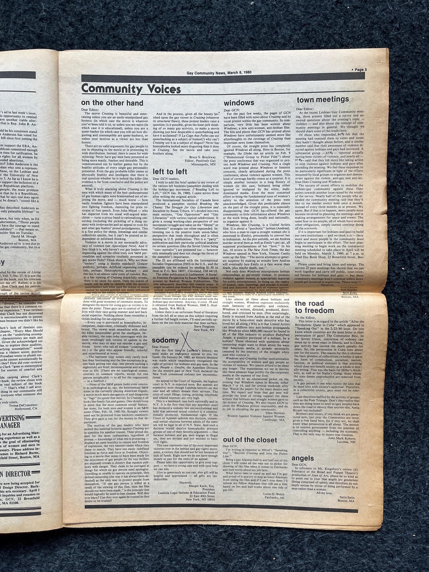 1980s LGBT Newspaper, LGBTQIA Memorabilia, Queer Gifts Artworks, Lesbian gift, Underground Newspaper, Gay Books Magazines, Boston History