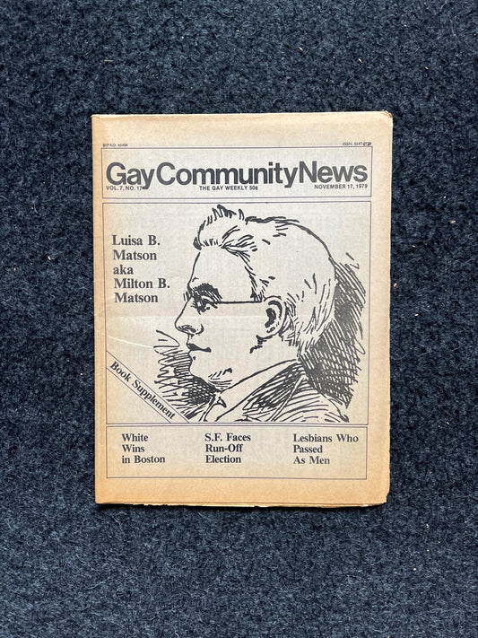 1980s Milton Matson Newspaper, LGBTQIA Memorabilia, Queer Gifts Artworks, Lesbian gift, Trans Rights, Gay Books Magazines,