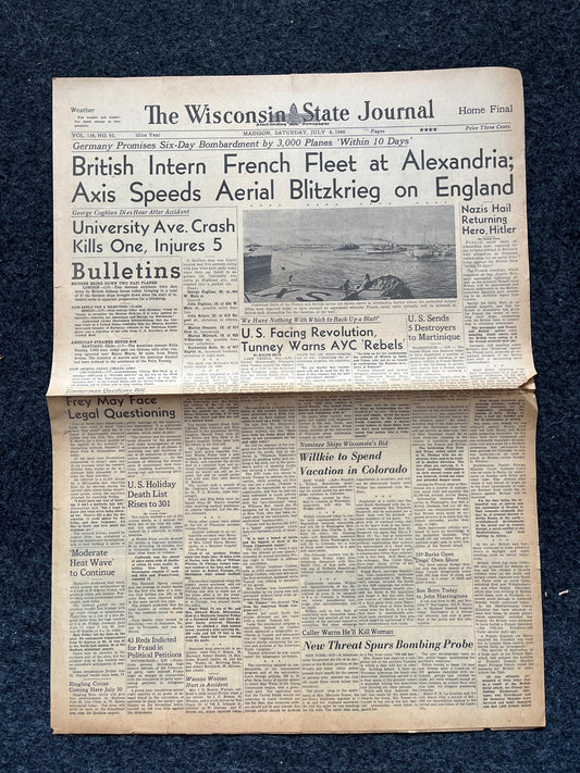 1940 Battle of El-Alamein Early WW2 Newspaper, German Advances into France, World War 2 Memorabilia Gifts, History Gifts,Vintage Newspaper