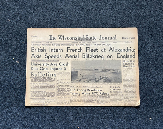 1940 Battle of El-Alamein Early WW2 Newspaper, German Advances into France, World War 2 Memorabilia Gifts, History Gifts,Vintage Newspaper