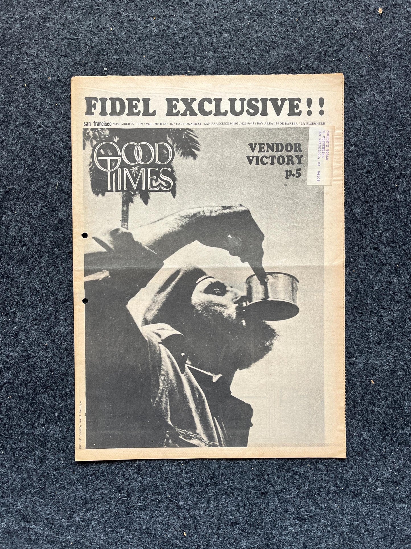 1969 Castro Interview, Vintage Zine, Good Times Underground Newspaper, Black Panther Party, Vintage Antique Collectibles, San Francisco