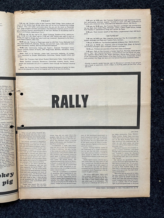1969 Leftist Newspaper Vintage Ephemera Gifts, Vintage Zine, Good Times Decor, Black Panther Party, Antique Collectibles, San Francisco