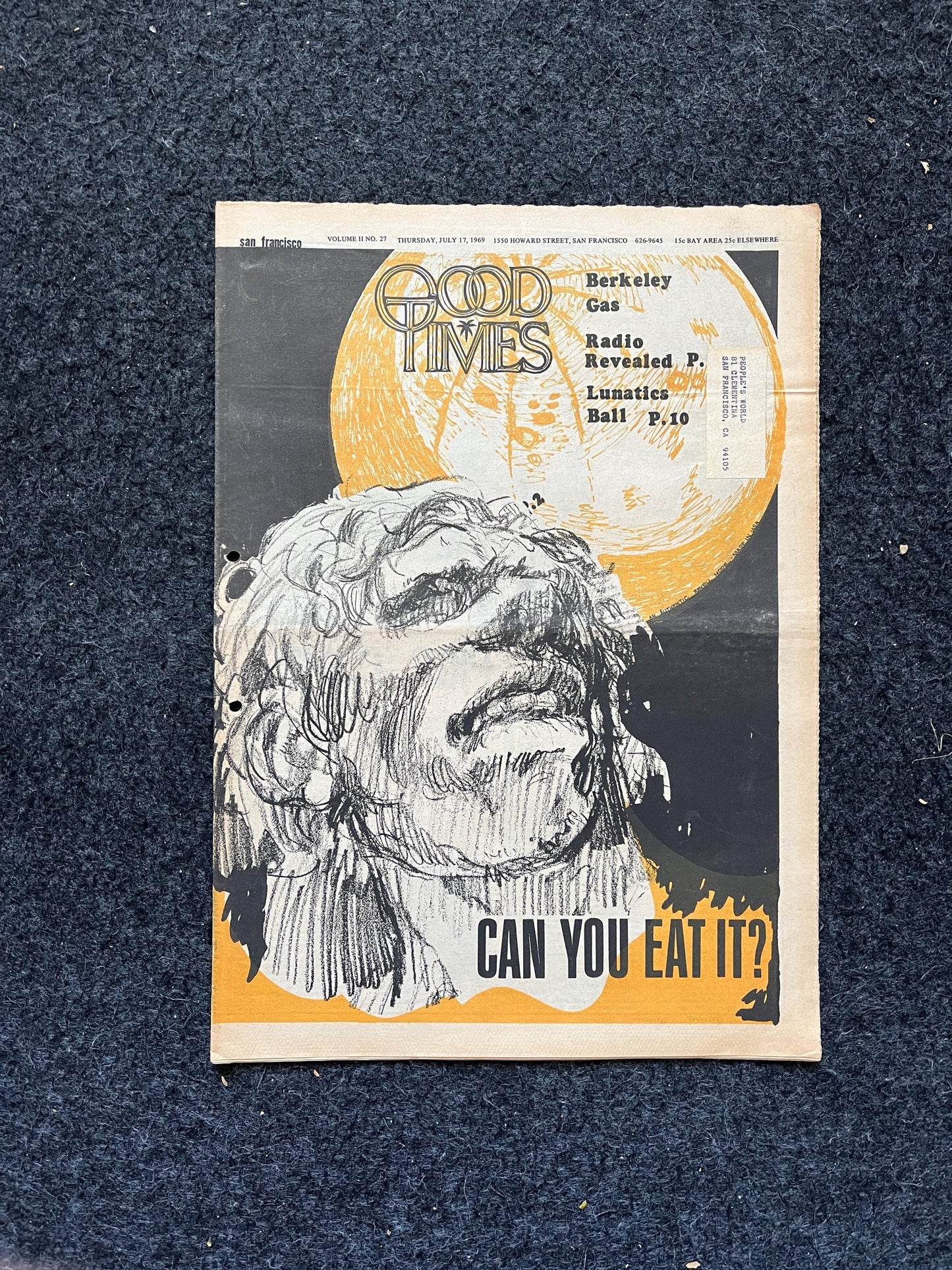 1969 Leftist Newspaper Vintage Ephemera Gifts, Vintage Zine, Good Times Decor, Black Panther Party, Antique Collectibles, San Francisco