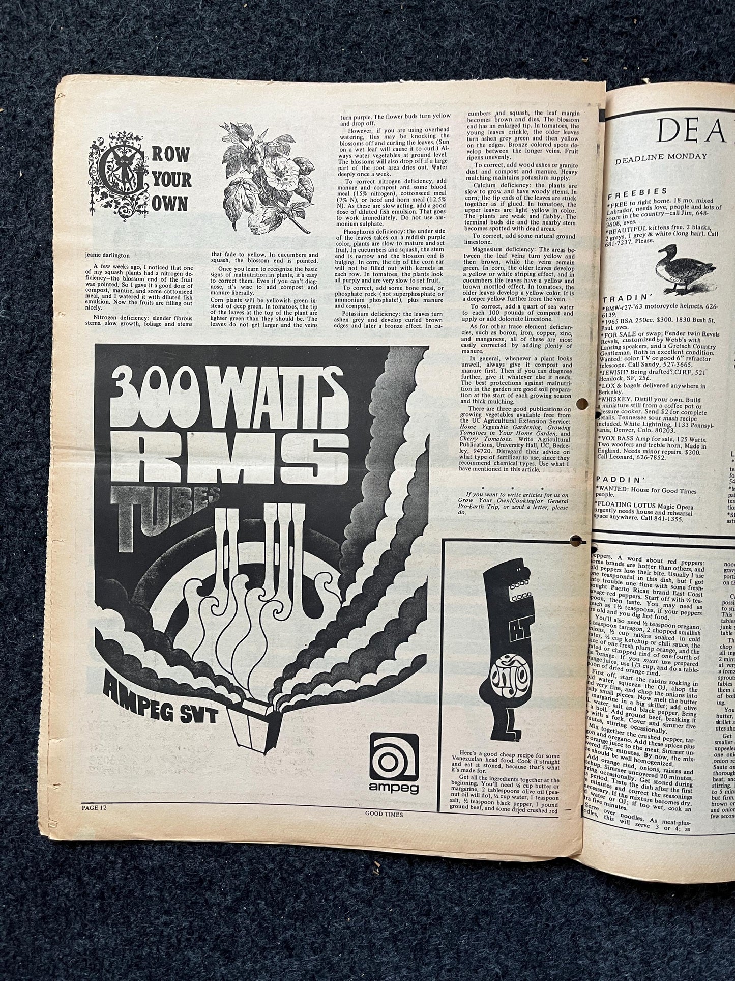 1969 Leftist Newspaper Vintage Ephemera Gifts, Vintage Zine, Good Times Decor, Black Panther Party, Antique Collectibles, San Francisco
