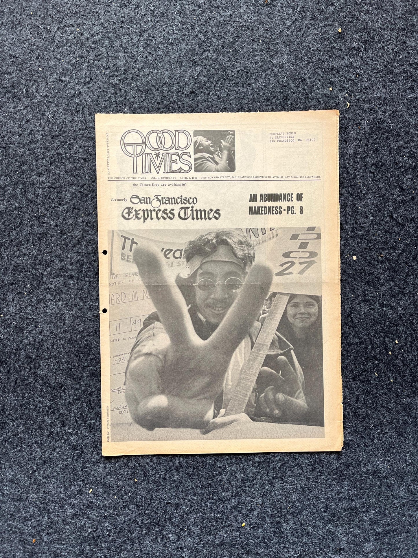 1969 San Francisco Leftist Newspaper Vintage Ephemera Gifts, Vintage Zine, Good Times Decor, Black Panther Party, California Gifts