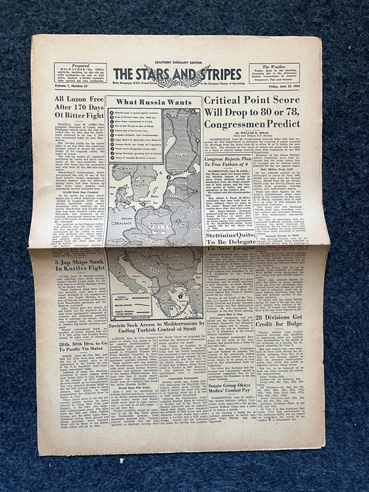 Best of the Rest - Late WW2 European Theatre Newspaper - Original Vintage World War 2 Memorabilia Newspaper, WW2 Memorabilia, Antique Gifts