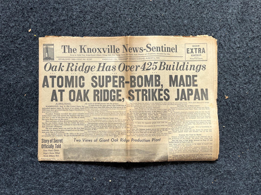 DAY OF Atomic Bombing of Hiroshima, Enola Gay, World War 2 Memorabilia, WW2 Propaganda, Vintage Newspaper Collectible, Military Gifts,