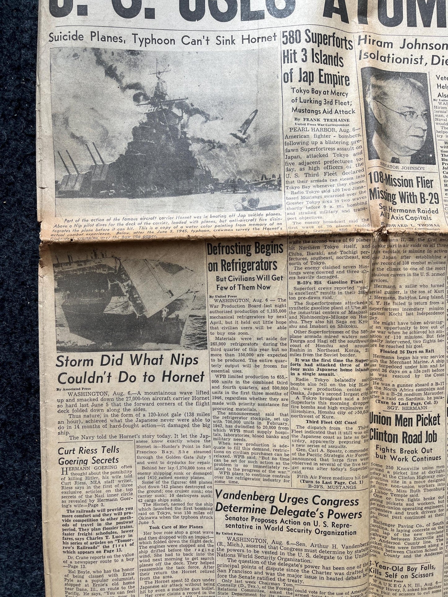 WW2 1945 Atomic Bombing of Hiroshima - World War 2 Memorabilia, WW2 Propaganda, Vintage Newspaper Collectible, Military Gifts, Buck Rogers,