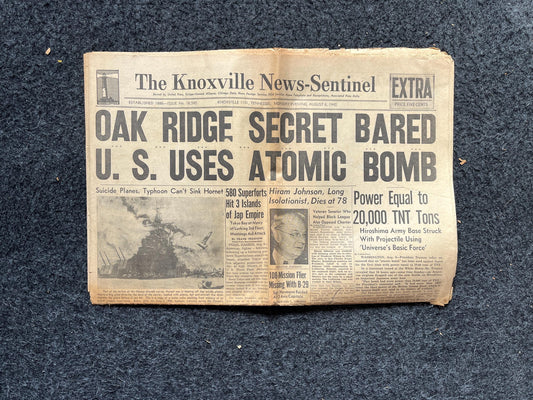 WW2 1945 Atomic Bombing of Hiroshima - World War 2 Memorabilia, WW2 Propaganda, Vintage Newspaper Collectible, Military Gifts, Buck Rogers,