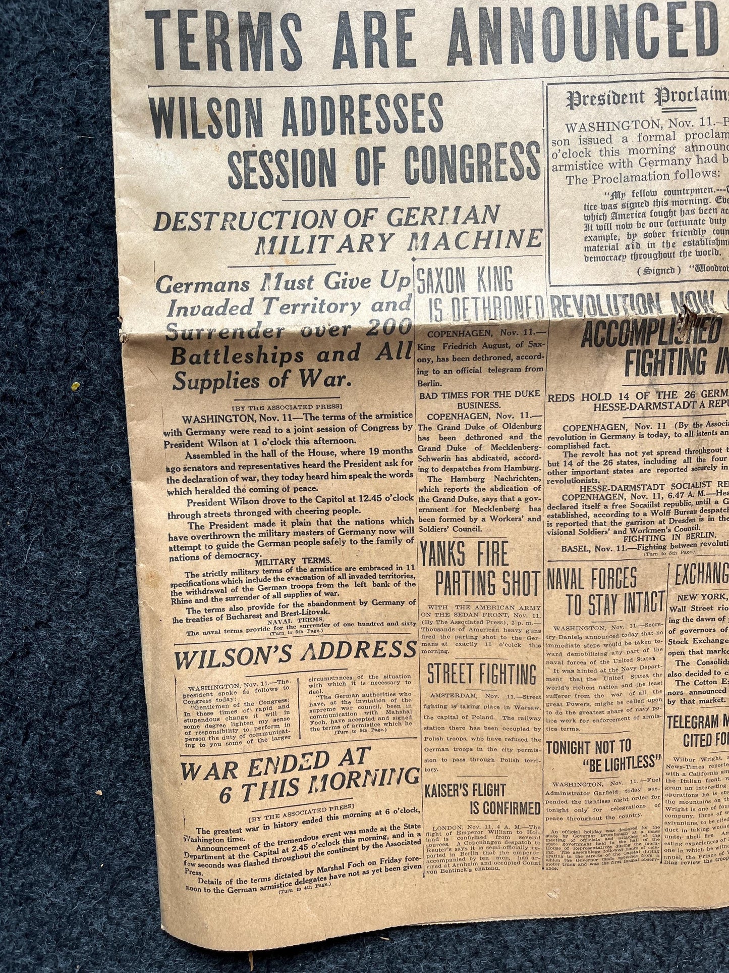 1918 Original Vintage WWI Peace Newspaper, Military Souvenirs, Vintage Christmas Gifts, Armistice Day, Veteran’s Day, military Decor Artwork