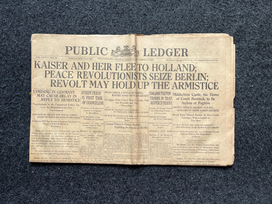 1918 Original Vintage WWI Peace Newspaper, Military Souvenirs, Vintage Christmas Gifts, Armistice Day, Veteran’s Day, military Decor Artwork