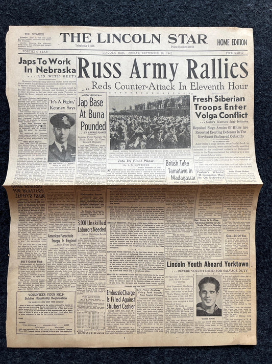 1942 Battle For Stalingard, Operation Barbossa, WW2 German Invasion of Russia, Original Newspaper, Military Gifts, Russian decor, WW3, USSR