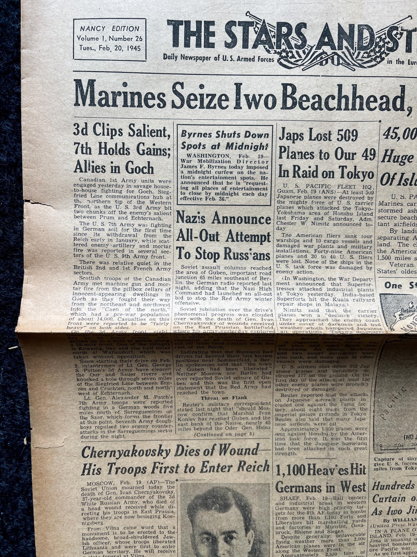 WW2 Battle of Iwo Jima, Nimitz Battles Japanese Fleet, US Military Gifts, WW2 Memorabilia World War 2 Newspapers, WW2 Gifts, Pacific War