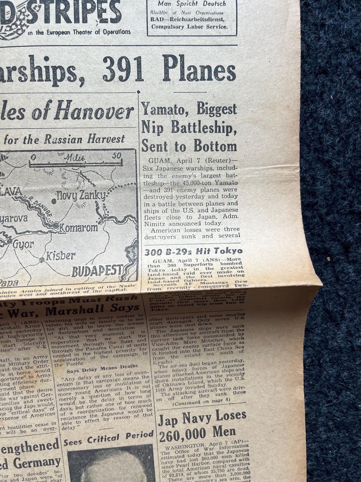 WW2 Sinking of Yamamoto Marines Fight on Okinawa, Germany WW2, Japan WW2, US Marine Gifts, WW2 Newspaper, Original Vintage Newspaper,