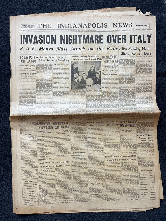 1943 WW2 Invasion of Italy - Operation Avalanche, WW2 Memorabilia, World War 2 History Gifts, Original Vintage Newspaper