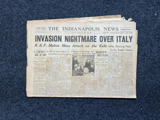 1943 WW2 Invasion of Italy - Operation Avalanche, WW2 Memorabilia, World War 2 History Gifts, Original Vintage Newspaper