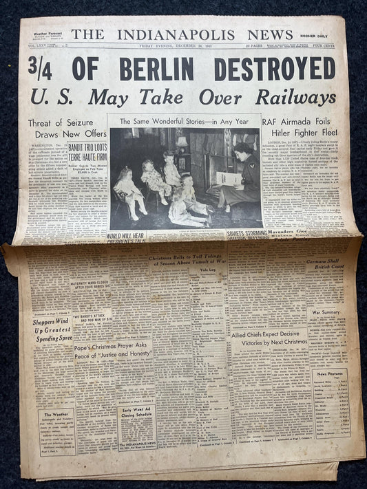 1943 Majority of Berlin Destroyed, Late WW2 European Theatre Newspaper - Original Vintage World War 2 Memorabilia, Dad Gift, History Present