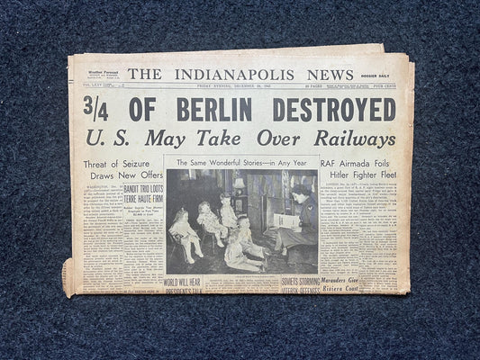 1943 Majority of Berlin Destroyed, Late WW2 European Theatre Newspaper - Original Vintage World War 2 Memorabilia, Dad Gift, History Present