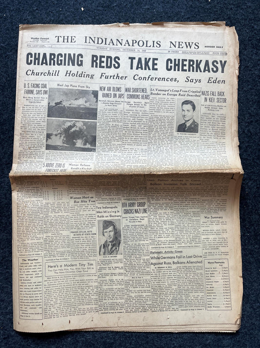 1943 Russia Takes Cherkasy, Late WW2 European Theatre Newspaper, Original Vintage World War 2 Memorabilia, Dad Gifts , History Presents