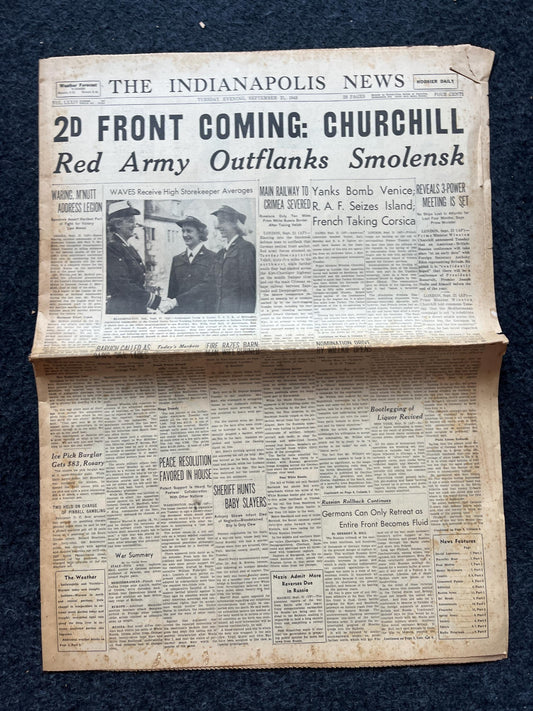 1944 Churchill Opens Second Front, Late WW2 European Theatre Newspaper - Original Vintage World War 2 Memorabilia, Dad Gift, History Present