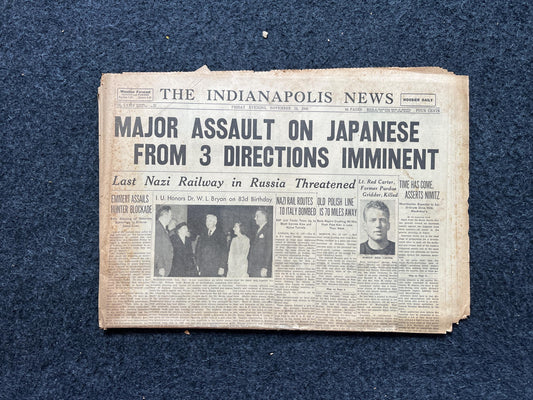 1943 Japanese Attack on 3 Fronts WW2 Original Vintage Newspaper – Military Memorabilia Gifts for Him, Gifts for Dad, Christmas Gifts,