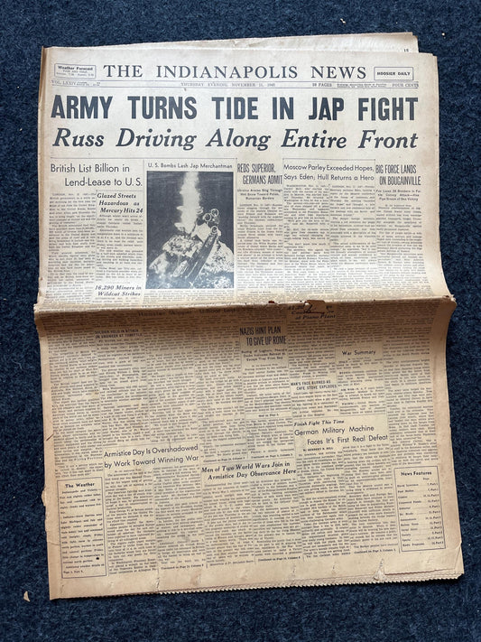 1943 Japanese Attack on 3 Fronts WW2 Original Vintage Newspaper – Military Memorabilia Gifts for Him, Gifts for Dad, Christmas Gifts,