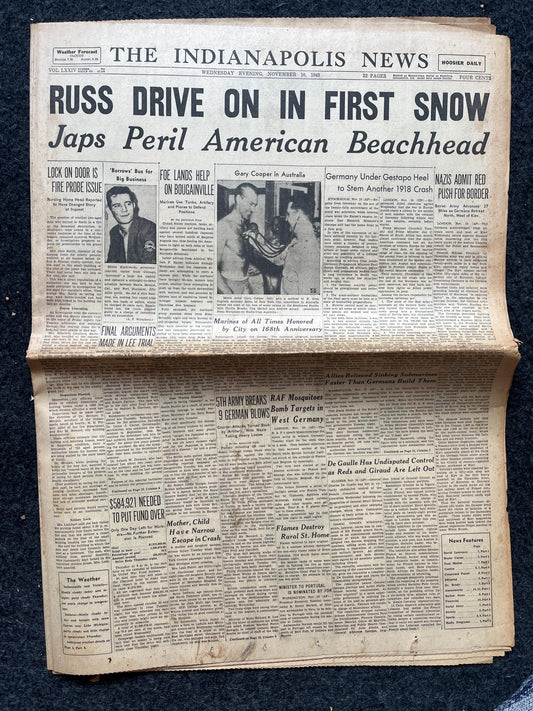 1943 Russia Advances in Snow, USSR Art, Late WW2 European Theatre Newspaper, Original Vintage World War 2 Memorabilia, Dad Gifts, History