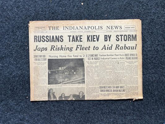 1943 Russia Takes Kiev, USSR Art, Late WW2 European Theatre Newspaper,Original Vintage World War 2 Memorabilia, Dad Gifts, History Presents