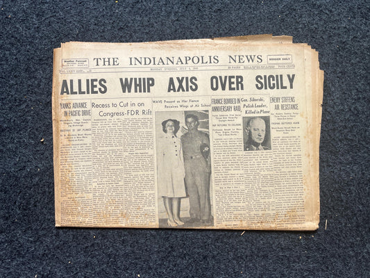 1943 WW2 Liberation of Sicily, Italian History, Italy WW2, Italian Gifts, WW2 Memorabilia, World War 2 Gifts, Vintage Newspaper, History Gif