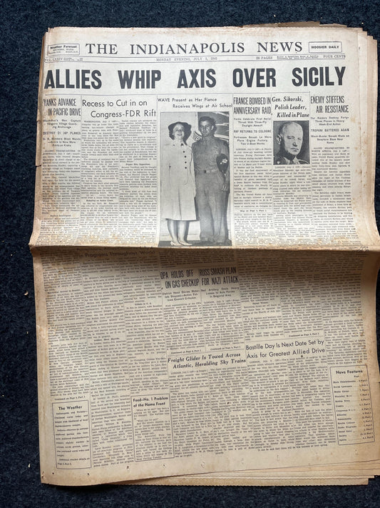 1943 WW2 Liberation of Sicily, Italian History, Italy WW2, Italian Gifts, WW2 Memorabilia, World War 2 Gifts, Vintage Newspaper, History Gif