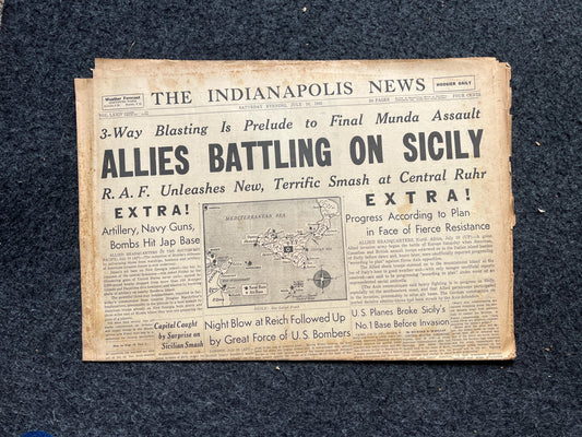 1943 WW2 Liberation of Sicily, Italian History, Italy WW2, Italian Gifts, WW2 Memorabilia, World War 2 Gifts, Vintage Newspaper, History Gif