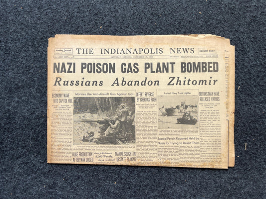 1943 German Gas Factory Hit, USSR Art, Late WW2 European Theatre Newspaper, Original Vintage World War 2 Memorabilia, Dad Gifts, History