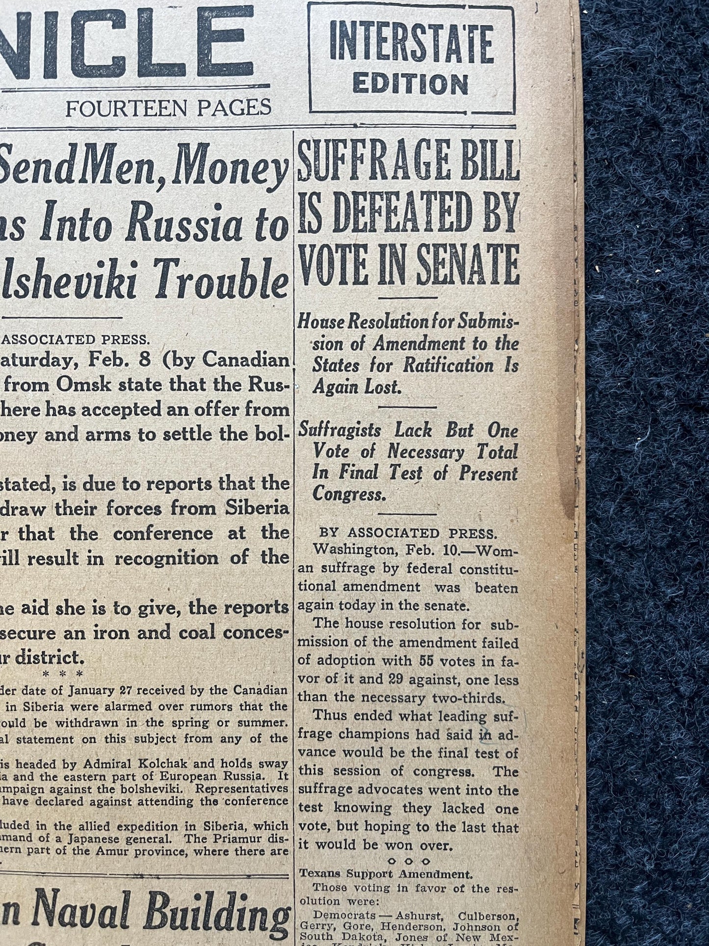 1919 DEFEAT of Womans Suffragist Bill for Voting Rights, Susan B Anthony Amendment, Womens Suffragists Movement, Feminist Gifts Memorabilia,