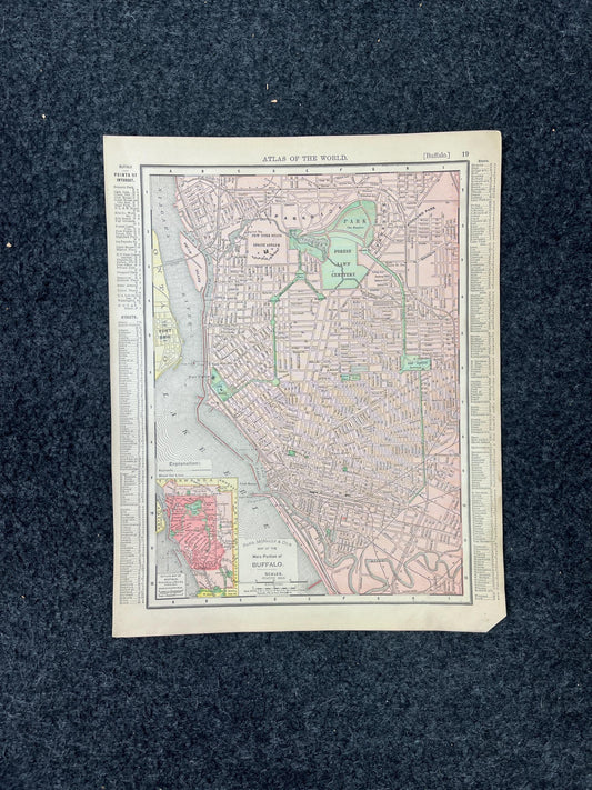 1890s Buffalo & New Jersey Map, Original Atlas Maps, Vintage Wall Decor, Collectible Wall Art, Vintage Maps, Antique Gifts for Him,