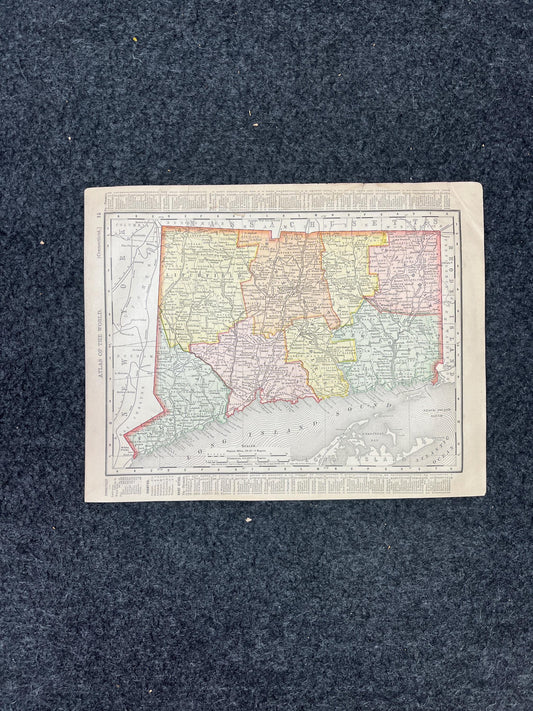 1890s New York & Connecticut Map, Original Atlas Maps, Vintage Wall Decor, Collectible Wall Art, Vintage Maps, Antique Gifts for Him,
