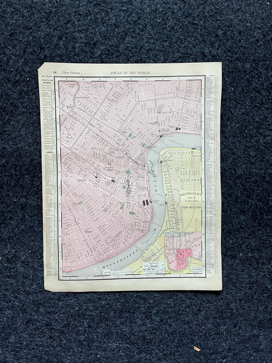 1890s New Orleans & Louisiana, Original Atlas Maps, Vintage Wall Decor, Collectible Wall Art, Vintage Maps, Antique Gifts for Him,