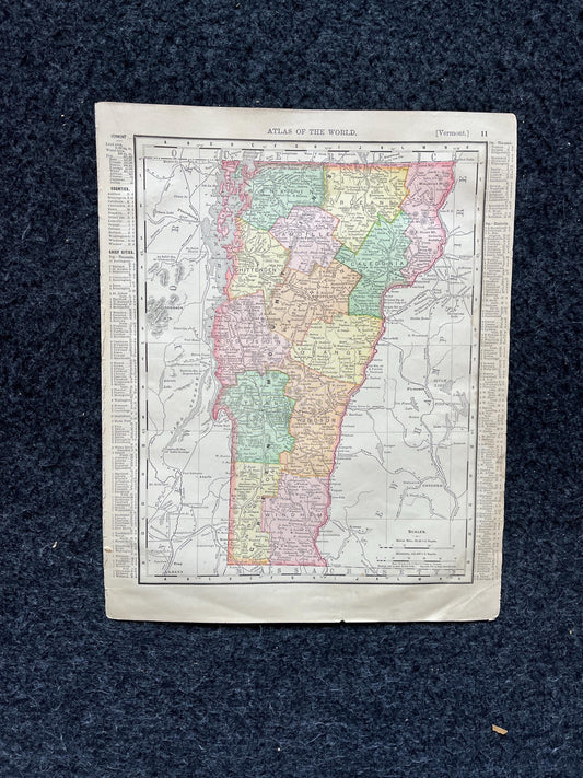 1890s Vermont & Massachusetts, Original Atlas Maps, Vintage Wall Decor, Collectible Wall Art, Vintage Maps, Antique Gifts for Him,