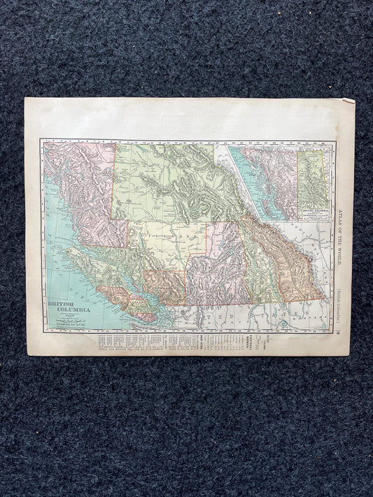 1890s Mexico & British Columbia Maps, Original Atlas Page, Vintage Wall Decor, Collectible Wall Art, Antique Gifts for Him, Wall Art