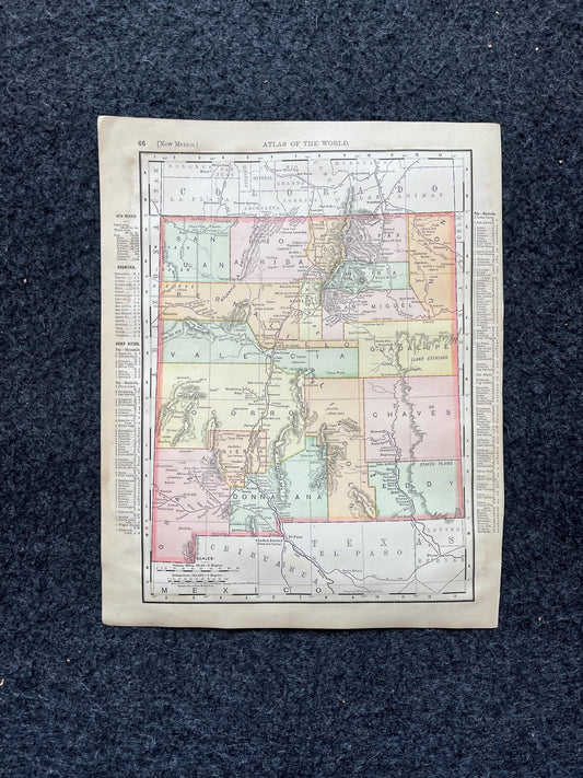1890s Colorado & New Mexico, Original Atlas Maps, Vintage Wall Decor, Collectible Wall Art, Vintage Maps, Antique Gifts for Him,