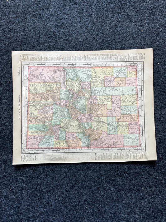 1890s Colorado & New Mexico, Original Atlas Maps, Vintage Wall Decor, Collectible Wall Art, Vintage Maps, Antique Gifts for Him,