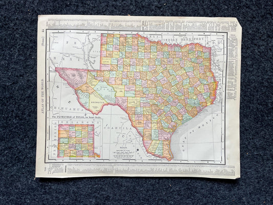 1890s Texas & Indian Territory Map, Original Atlas Page, Vintage Wall Decor, Collectible Wall Art, Antique Gifts for Him, Wall Art