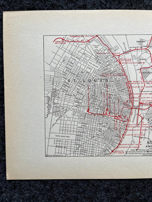 1930s Saint Louis Railroad Maps, Original Atlas Page, Industrial Railroad decor, Vintage Wall Decor, Collectible Art, Antique Gift for Him,