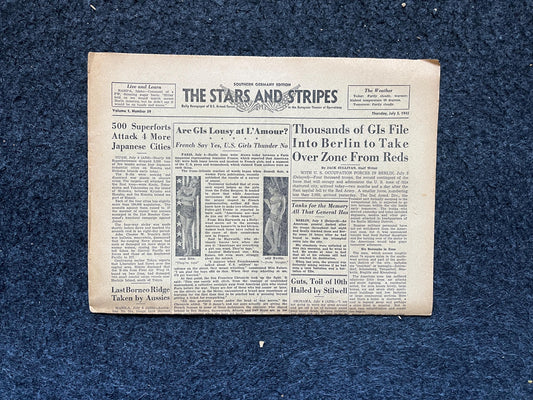 Best of the Rest - Late WW2 European Theatre Newspaper - Original Vintage World War 2 Memorabilia Newspaper - US Allied Forces Liberate WWII