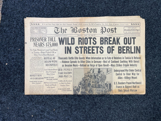 1943 Berlin Riots, Late WW2 European Theatre Newspaper, Original Vintage World War 2 Memorabilia, Dad Gifts, Wall Decor, Military Antiques