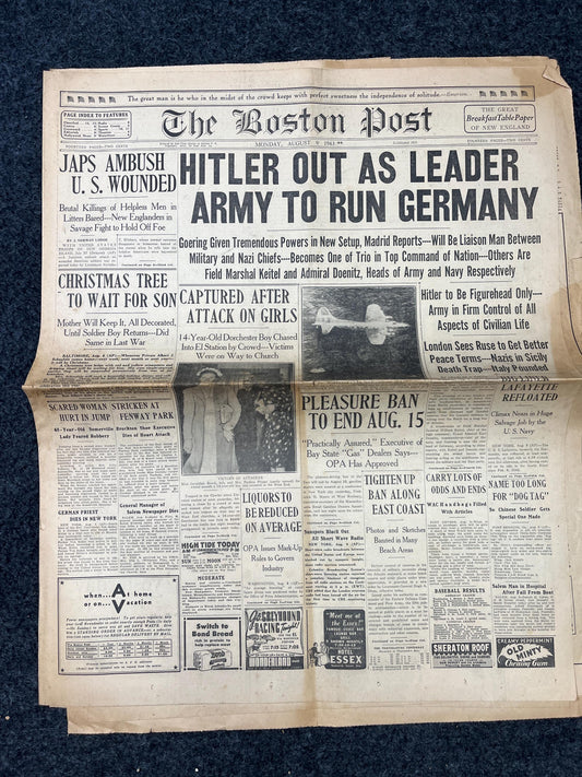 1943 German Army Military Gifts, Late WW2 European Theatre Newspaper, Original Vintage World War 2 Memorabilia, Dad Gifts, Wall Decor