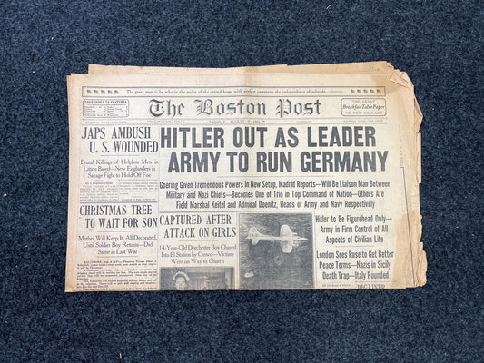 1943 German Army Military Gifts, Late WW2 European Theatre Newspaper, Original Vintage World War 2 Memorabilia, Dad Gifts, Wall Decor