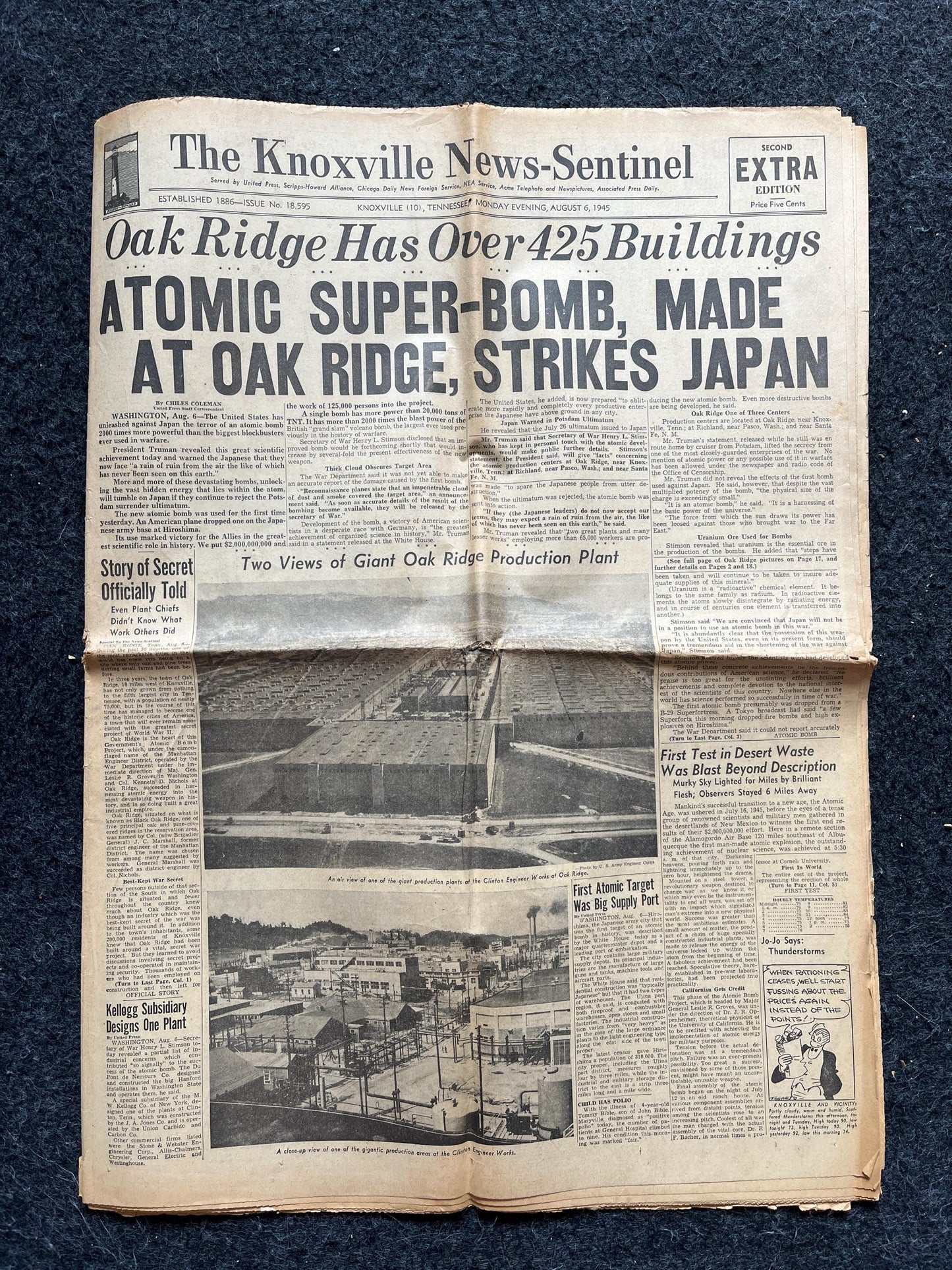 DAY OF Atomic Bombing of Hiroshima, Enola Gay, World War 2 Memorabilia, WW2 Propaganda, Vintage Newspaper Collectible, Military Gifts,