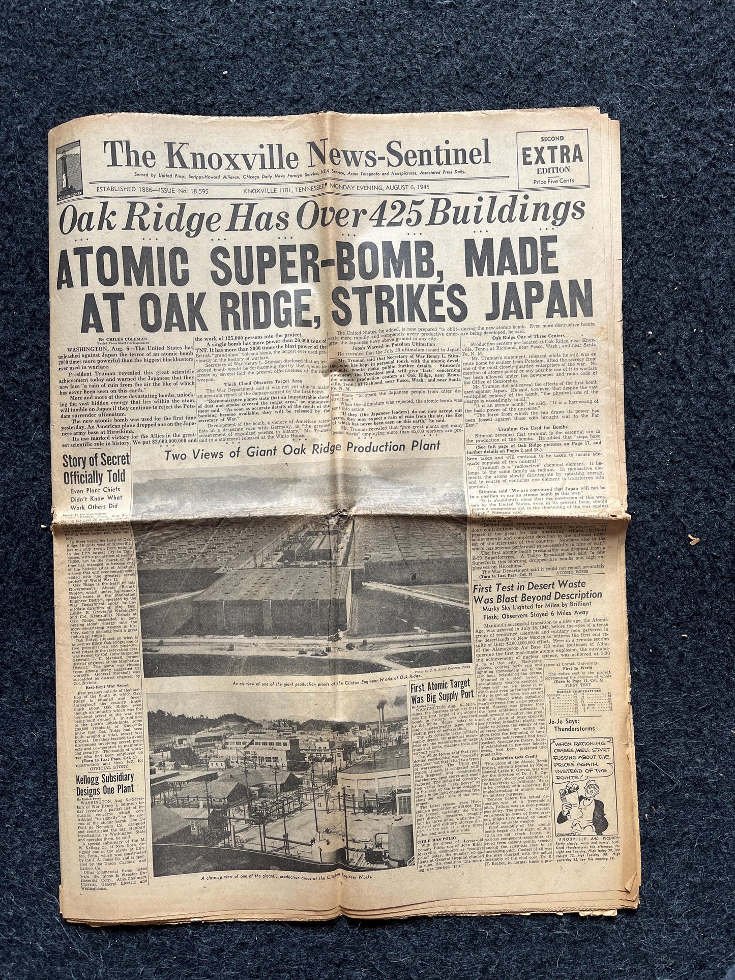 DAY OF Atomic Bombing of Hiroshima, Enola Gay, World War 2 Memorabilia, WW2 Propaganda, Vintage Newspaper Collectible, Military Gifts,