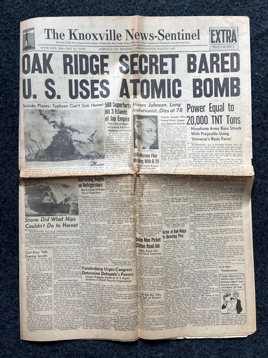 WW2 1945 Atomic Bombing of Hiroshima - World War 2 Memorabilia, WW2 Propaganda, Vintage Newspaper Collectible, Military Gifts, Buck Rogers,