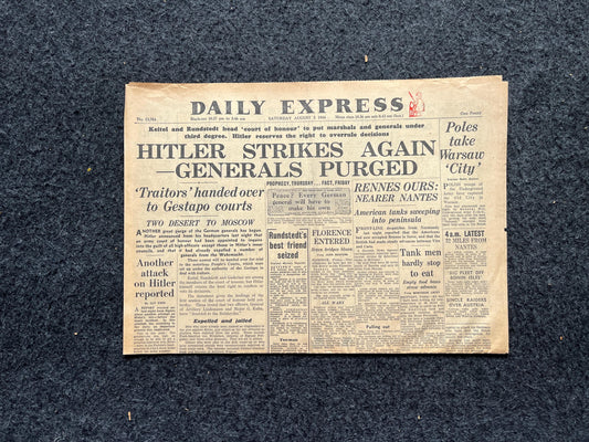 Late WW2 Newspaper, Allied invasion of Germany, Original Vintage Newspaper, WW2 Memorabilia, History Gifts, Nerdy Gifts, Vintage History